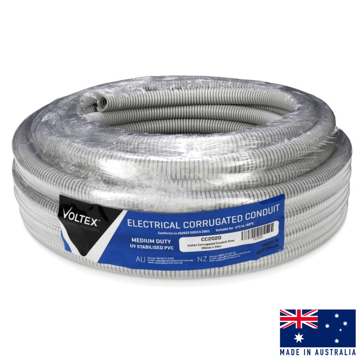 CC2025 Voltex Corrugated Conduit Grey 20mm x 20m