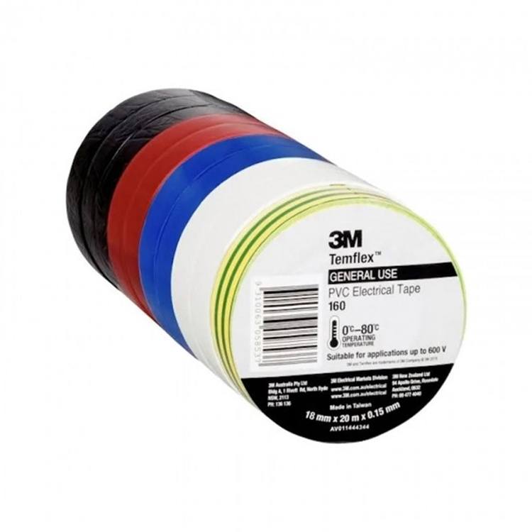 3M Mixed - Insulation Tape 19mm x 20m - 10 Rolls 19mm x 20m Insulation Tape 10 Rolls Mixed