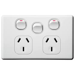 Voltex Classic Double Power Outlet with Extra Switch 250V 10A