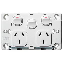 Voltex Classic Double Power Outlet with Extra Switch 250V 10A