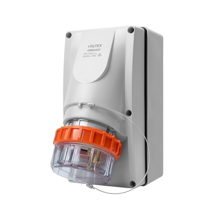 C66AI332 IP66 Appliance Inlet 250V 32A 3 Round Pins