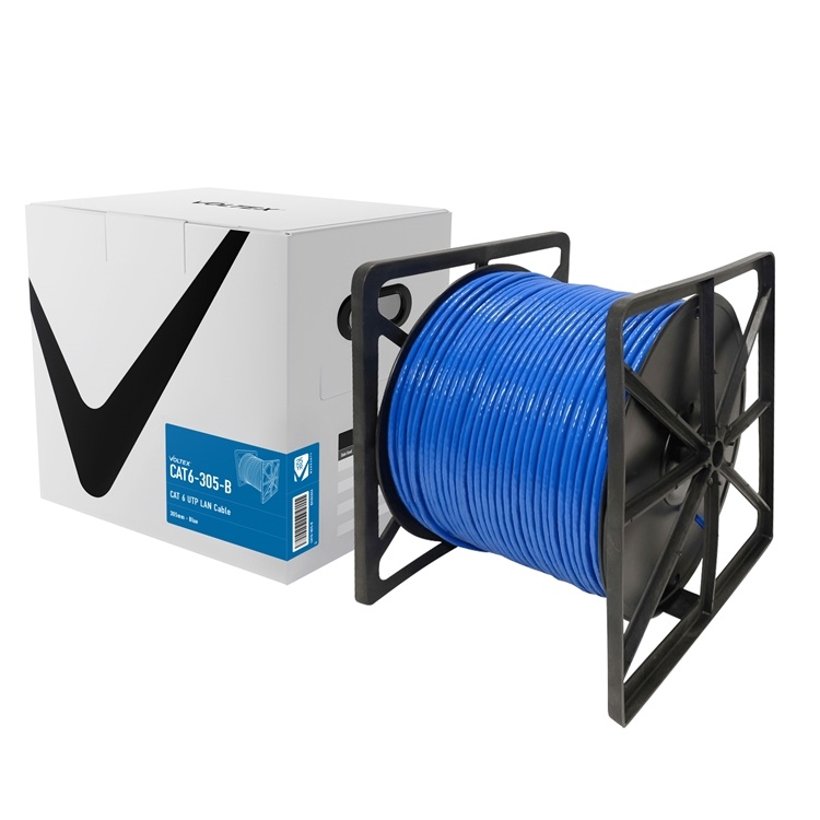 BLUE Cat6 UTP LAN Cable - 305m Cat6 UTP LAN cable, 305m Reel. Blue. Fluke tested
