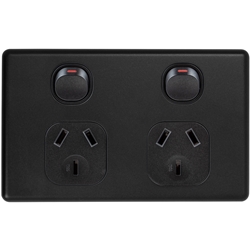 Classic Black Double Power Outlet 250V 10A
