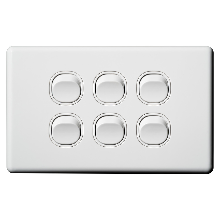 CSW6H Voltex Classic Horizontal 6 Gang Switch 250V 16AX