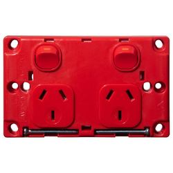 Voltex Classic Red Double Power Outlet 250V 10A
