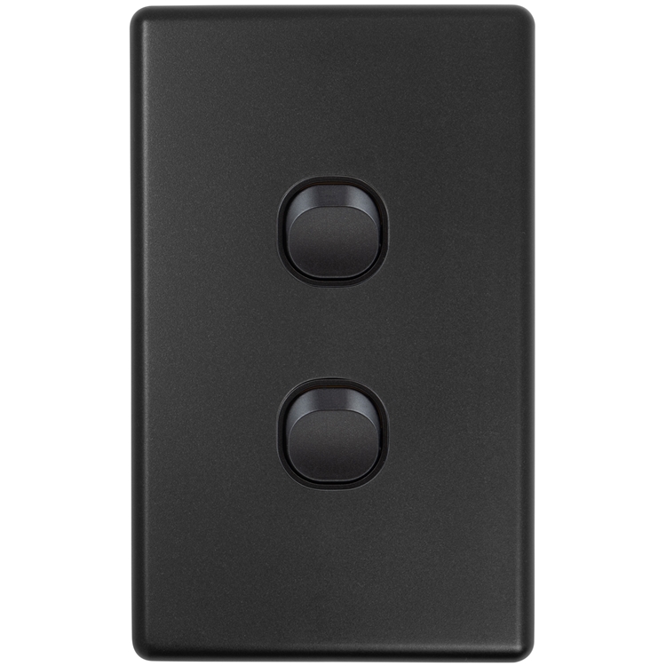CSW2B Voltex Classic Black 2 Gang Switch 250V 16AX