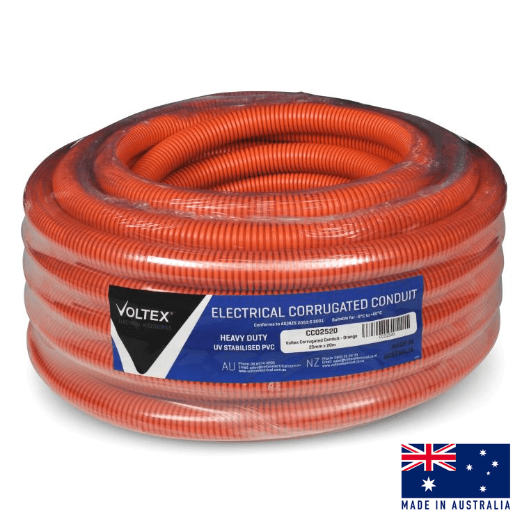 CCO2525 Heavy Duty Orange Corrugated Conduit 25mm x 20m Roll