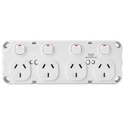 Voltex Classic Four Gang Horizontal Power Outlet 250V 10A