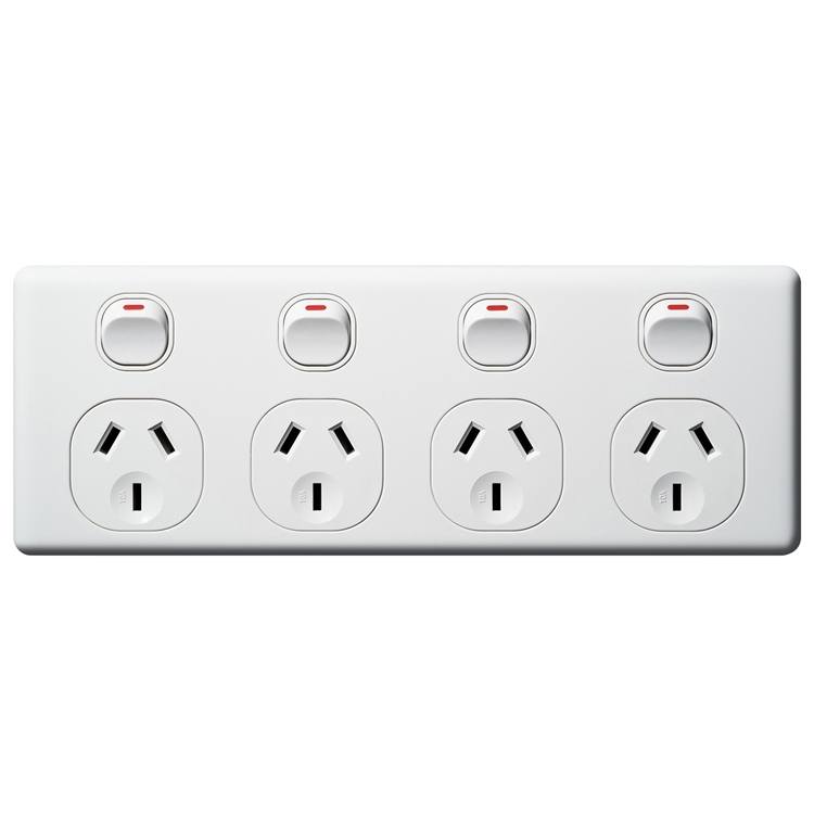 CPP4H Voltex Classic Four Gang Horizontal Power Outlet 250V 10A