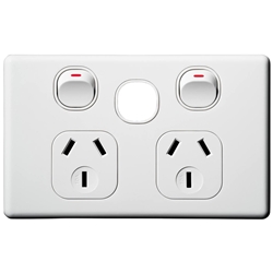 Voltex Classic Double Power Outlet 250V 10A with Extra Switch Provision