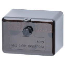 100A 500V Neutral Link 7 Hole - Black - Max. Cable 16mm²