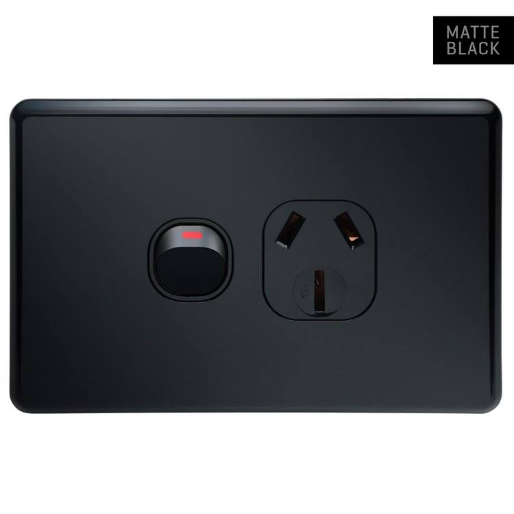 SLPP1HB Voltex Shadowline Black Single Power Outlet 250V 10A
