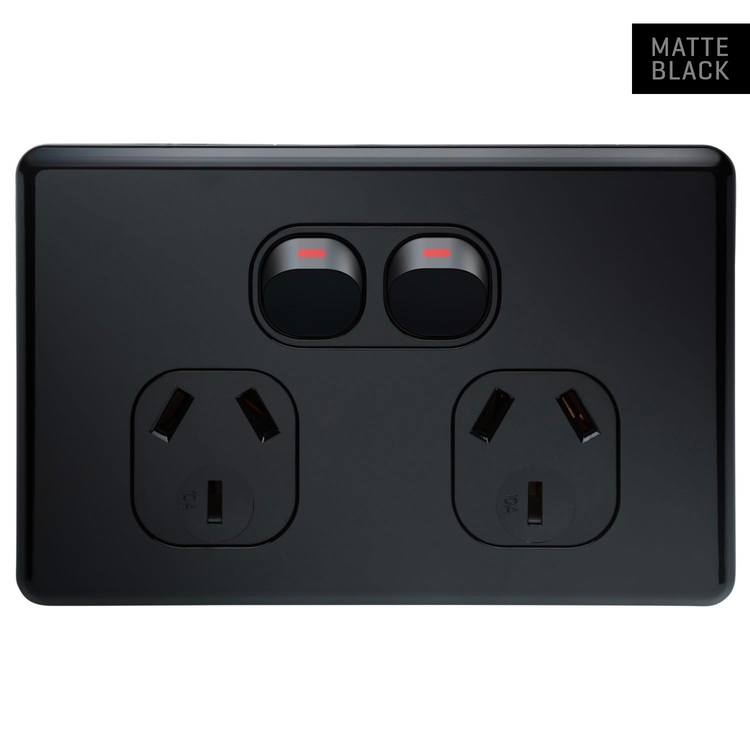 SLPP2HB Voltex Shadowline Black Double Power Outlet 250V 10A