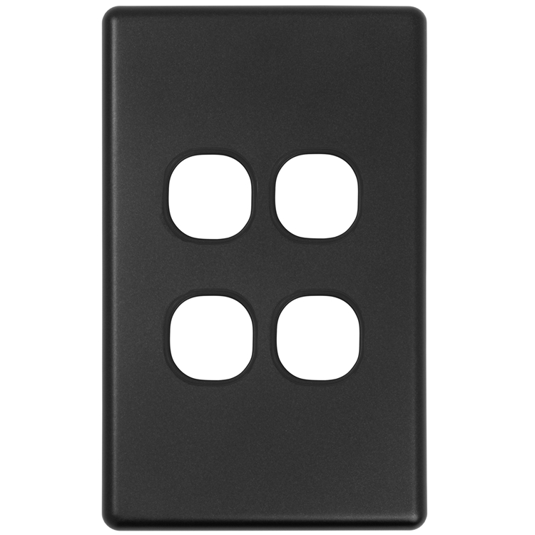 SLSW4PB Shadowline Black 4 Gang Switch Plate