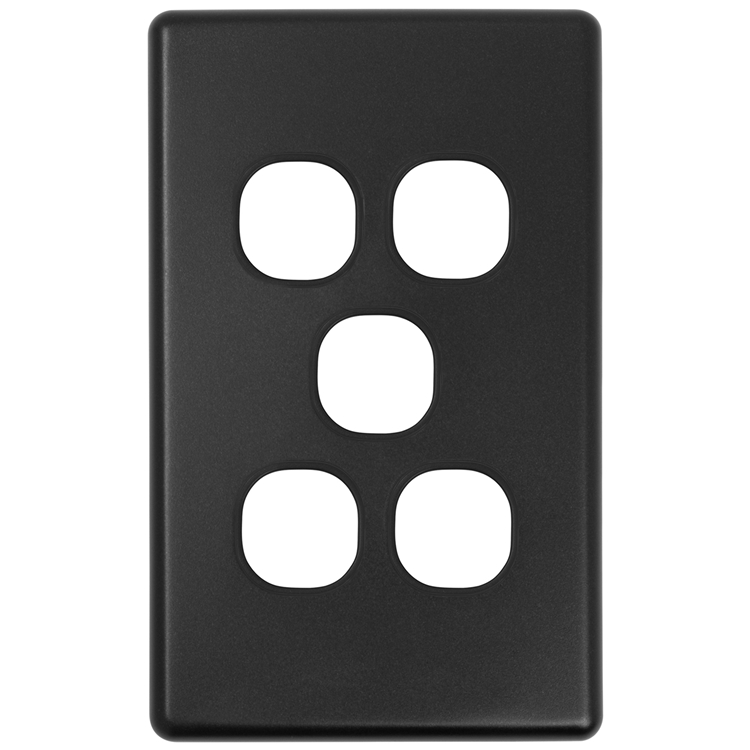 SLSW5PB Shadowline Black 5 Gang Switch Plate