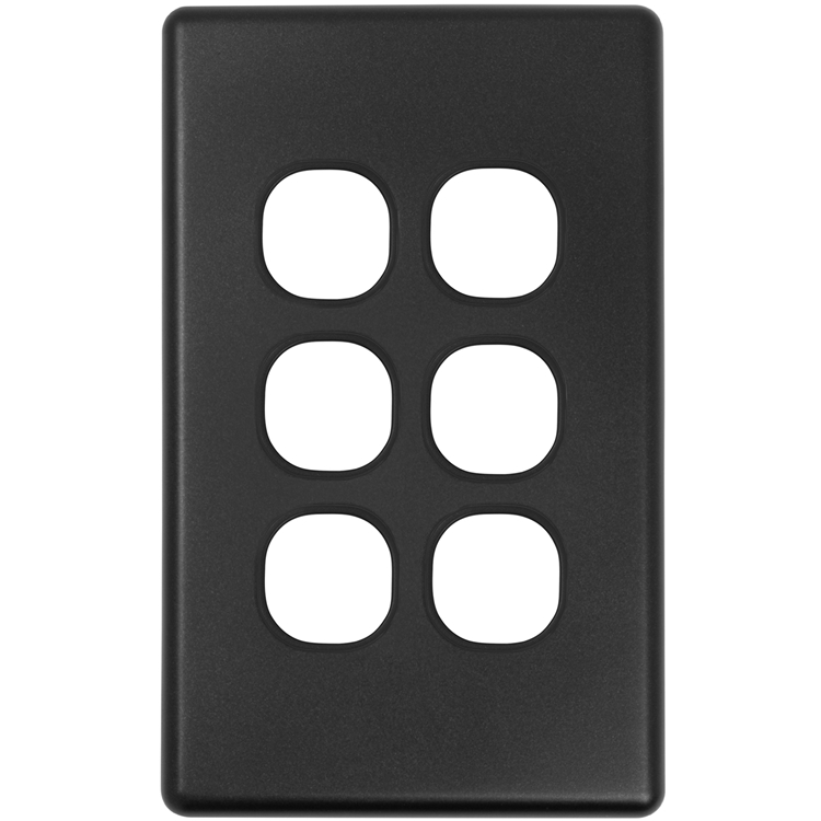 SLSW6PB Shadowline Black 6 Gang Switch Plate