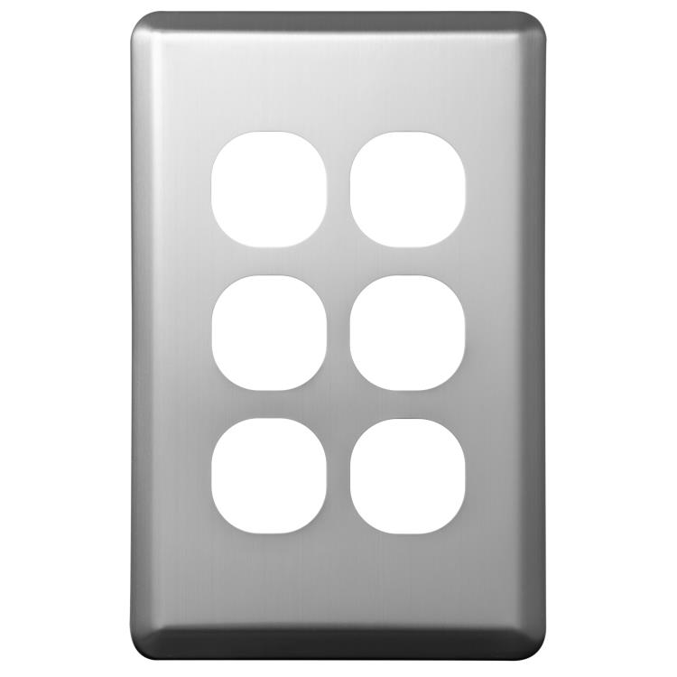 SLSW6PS Voltex Shadowline Stainless Steel Cover Plate for 6 Gang Switch