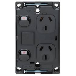 Classic Vertical Black Double Power Outlet 250V 10A