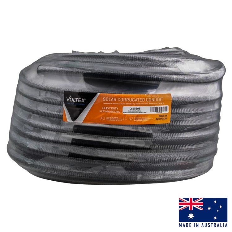 CC2550B Black Heavy Duty Solar Voltex Corrugated Conduit 25mm x 50m