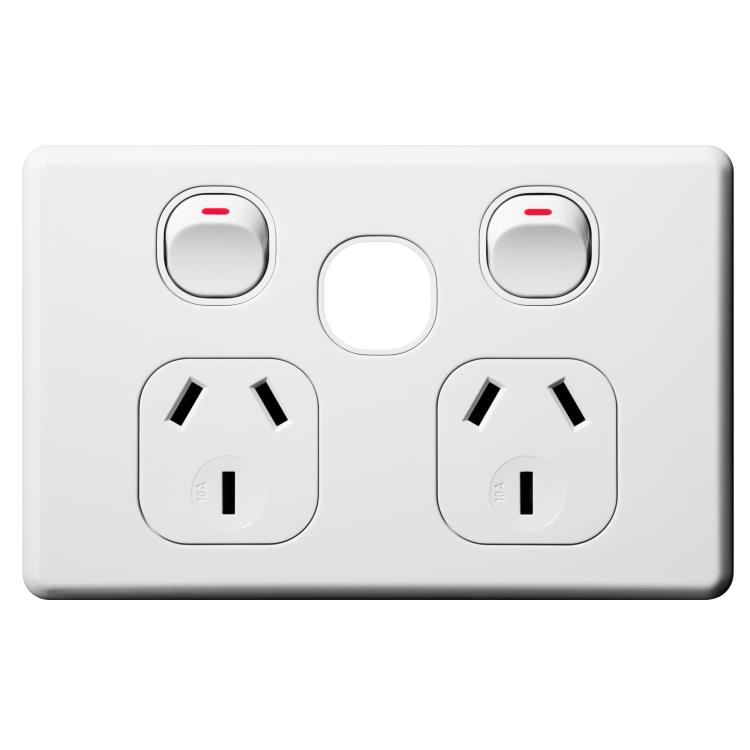 SLPP2HXWM Voltex Shadowline Double Power Outlet 250V 10A with Extra Switch Provision