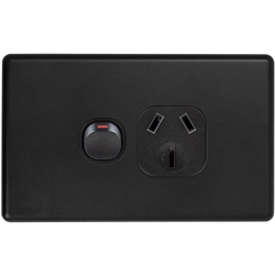 Classic Black Single Power Outlet 250V 15A