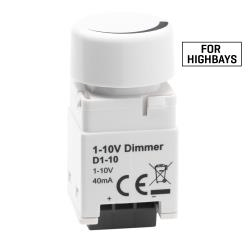 Dimmer mechanism for use with LED drivers which include a 1-10Vdc control input.