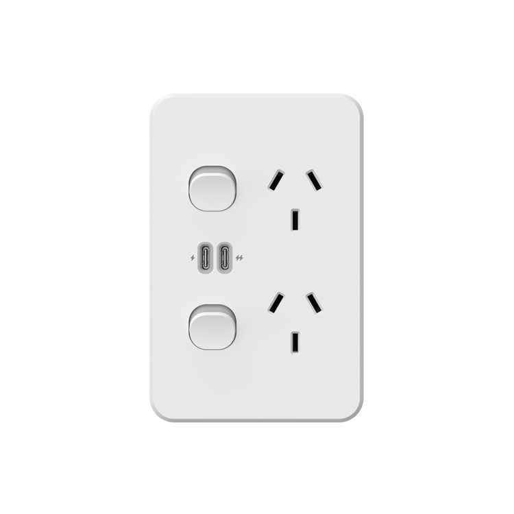 Voltex Aria Vertical Double Power Point 10A Matte White