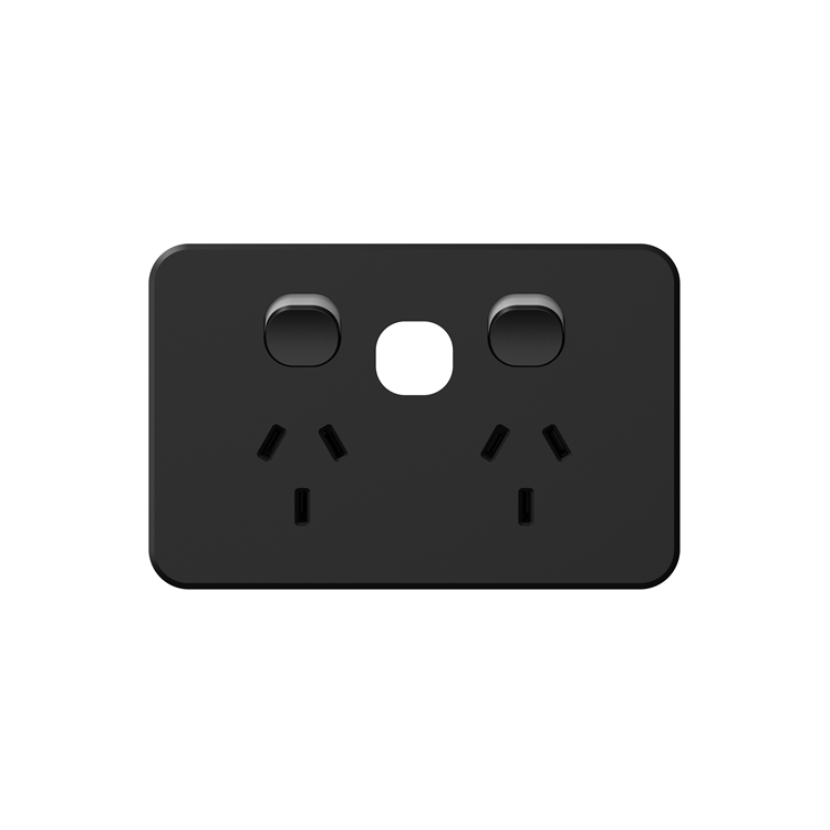 Voltex Aria Double Power Point 10A with Extra Switch Provision Matte Black