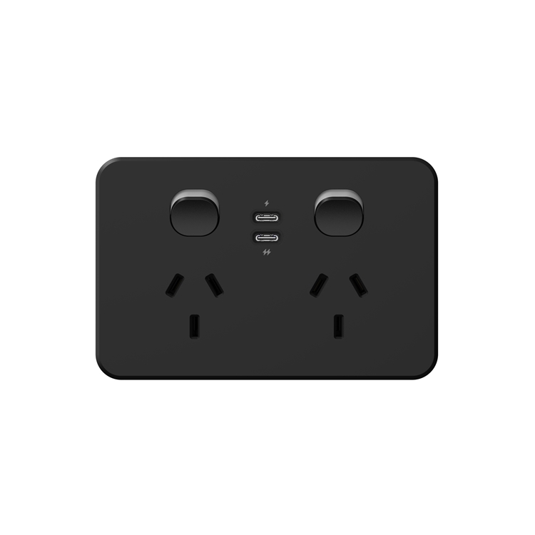 Voltex Aria Double Power Point 10A with USB-C Matte Black